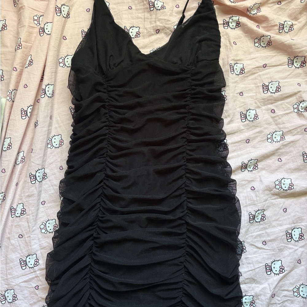 Urban Outfitters Black Ruched Mini Dress